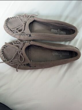 Minnetonka gray Suede Moccasin Slip-Ons